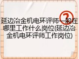 延边冶金机电环评师一般在哪里工作什么岗位(延边冶金机电环评师工作岗位)