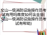 文山一级消防设施操作员考试有用吗难度如何含金量(文山一级消防设施操作员考试有帮助)