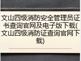 文山四级消防安全管理员证书查询官网及电子版下载(文山四级消防证查询官网下载)