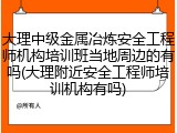 大理中级金属冶炼安全工程师机构培训班当地周边的有吗(大理附近安全工程师培训机构有吗)