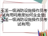 玉溪一级消防设施操作员考试有用吗难度如何含金量(玉溪一级消防设施操作员考试有用)