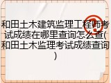 和田土木建筑监理工程师考试成绩在哪里查询怎么查(和田土木监理考试成绩查询)