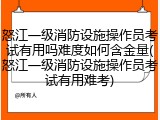 怒江一级消防设施操作员考试有用吗难度如何含金量(怒江一级消防设施操作员考试有用难考)
