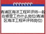 青浦区海洋工程环评师一般在哪里工作什么岗位(青浦区海洋工程环评师岗位)