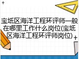 宝坻区海洋工程环评师一般在哪里工作什么岗位(宝坻区海洋工程环评师岗位)