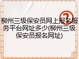 柳州三级保安员网上报名服务平台网址多少(柳州三级保安员报名网址)
