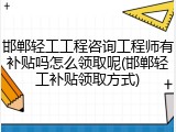 邯郸轻工工程咨询工程师有补贴吗怎么领取呢(邯郸轻工补贴领取方式)