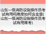 山东一级消防设施操作员考试有用吗难度如何含金量(山东一级消防设施操作员考试有用难考)