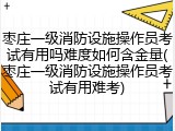 枣庄一级消防设施操作员考试有用吗难度如何含金量(枣庄一级消防设施操作员考试有用难考)