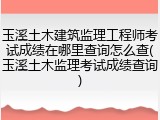 玉溪土木建筑监理工程师考试成绩在哪里查询怎么查(玉溪土木监理考试成绩查询)