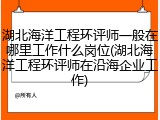 湖北海洋工程环评师一般在哪里工作什么岗位(湖北海洋工程环评师在沿海企业工作)
