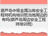 葫芦岛中级金属冶炼安全工程师机构培训班当地周边的有吗(葫芦岛周边安全工程师培训班)
