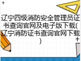 辽宁四级消防安全管理员证书查询官网及电子版下载(辽宁消防证书查询官网下载)