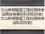 文山桥梁隧道工程检测师考试具体有哪些科目和内容(文山桥梁隧道工程检测师考试科目内容)