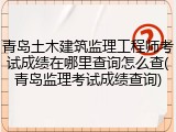 青岛土木建筑监理工程师考试成绩在哪里查询怎么查(青岛监理考试成绩查询)