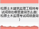 松原土木建筑监理工程师考试成绩在哪里查询怎么查(松原土木监理考试成绩查询)