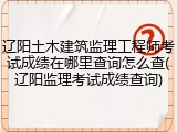 辽阳土木建筑监理工程师考试成绩在哪里查询怎么查(辽阳监理考试成绩查询)