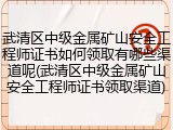 武清区中级金属矿山安全工程师证书如何领取有哪些渠道呢(武清区中级金属矿山安全工程师证书领取渠道)