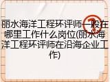 丽水海洋工程环评师一般在哪里工作什么岗位(丽水海洋工程环评师在沿海企业工作)