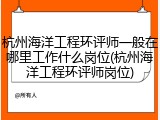 杭州海洋工程环评师一般在哪里工作什么岗位(杭州海洋工程环评师岗位)