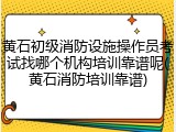 黄石初级消防设施操作员考试找哪个机构培训靠谱呢(黄石消防培训靠谱)