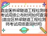 嘉定区桥梁隧道工程检测师考试成绩公布时间如何查询(嘉定区桥梁隧道工程检测师考试成绩查询时间)