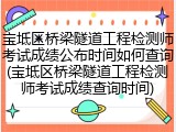 宝坻区桥梁隧道工程检测师考试成绩公布时间如何查询(宝坻区桥梁隧道工程检测师考试成绩查询时间)