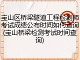 宝山区桥梁隧道工程检测师考试成绩公布时间如何查询(宝山桥梁检测考试时间查询)