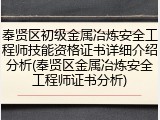 奉贤区初级金属冶炼安全工程师技能资格证书详细介绍分析(奉贤区金属冶炼安全工程师证书分析)