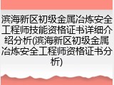 滨海新区初级金属冶炼安全工程师技能资格证书详细介绍分析(滨海新区初级金属冶炼安全工程师资格证书分析)