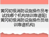 黄冈初级消防设施操作员考试找哪个机构培训靠谱呢(黄冈初级消防设施操作员培训靠谱机构)
