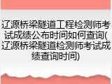 辽源桥梁隧道工程检测师考试成绩公布时间如何查询(辽源桥梁隧道检测师考试成绩查询时间)