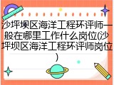 沙坪坝区海洋工程环评师一般在哪里工作什么岗位(沙坪坝区海洋工程环评师岗位)