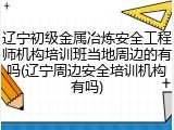 辽宁初级金属冶炼安全工程师机构培训班当地周边的有吗(辽宁周边安全培训机构有吗)