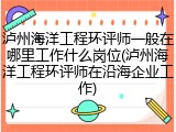 泸州海洋工程环评师一般在哪里工作什么岗位(泸州海洋工程环评师在沿海企业工作)