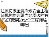 辽源初级金属冶炼安全工程师机构培训班当地周边的有吗(辽源周边安全工程师培训班)