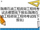 陇南石油工程咨询工程师考试去哪里线下报名(陇南石油工程咨询工程师考试线下报名)