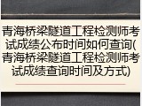 青海桥梁隧道工程检测师考试成绩公布时间如何查询(青海桥梁隧道工程检测师考试成绩查询时间及方式)