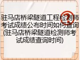 驻马店桥梁隧道工程检测师考试成绩公布时间如何查询(驻马店桥梁隧道检测师考试成绩查询时间)