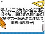 攀枝花三级消防安全管理员报考培训课程哪家机构的好(攀枝花三级消防管理员培训机构哪家好)