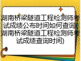 湖南桥梁隧道工程检测师考试成绩公布时间如何查询(湖南桥梁隧道工程检测师考试成绩查询时间)
