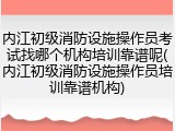 内江初级消防设施操作员考试找哪个机构培训靠谱呢(内江初级消防设施操作员培训靠谱机构)