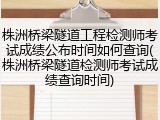 株洲桥梁隧道工程检测师考试成绩公布时间如何查询(株洲桥梁隧道检测师考试成绩查询时间)