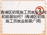 青浦区初级施工员就业方向和前景如何？(青浦区初级施工员就业前景广阔)