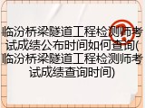 临汾桥梁隧道工程检测师考试成绩公布时间如何查询(临汾桥梁隧道工程检测师考试成绩查询时间)