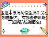 玉溪中级消防设施操作员在哪里报名，有哪些培训班(玉溪消防培训报名)