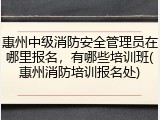 惠州中级消防安全管理员在哪里报名，有哪些培训班(惠州消防培训报名处)