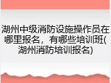 湖州中级消防设施操作员在哪里报名，有哪些培训班(湖州消防培训报名)