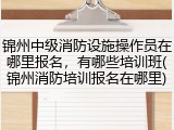 锦州中级消防设施操作员在哪里报名，有哪些培训班(锦州消防培训报名在哪里)
