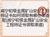 咸宁初级金属矿山安全工程师证书如何领取有哪些渠道呢(咸宁初级金属矿山安全工程师证书领取渠道)